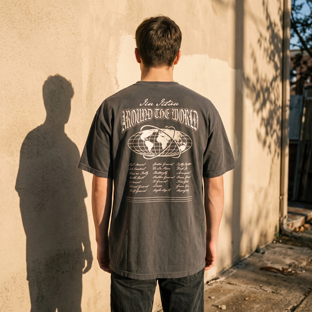 Bjj Around the World Graphic Tee, Garment-Dyed Heavyweight Cotton T-Shirt